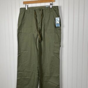 NWT Izod Women’s Olive Camouflage Green Cargo Pants Cotton Tie Women’s Size 12